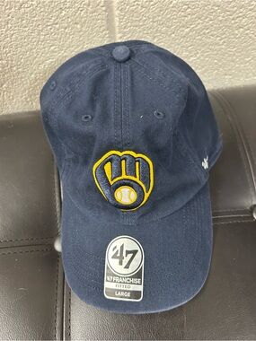 47 Navy Cap with Yellow Brewers Glove Logo